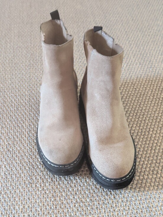 Marc Fisher Shoes - Marc Fisher Taupe Suede Chelsea Lug Booties